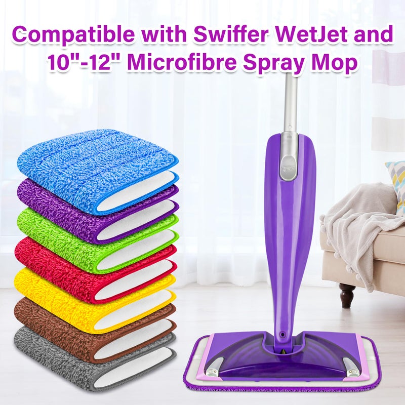 FORSPEEDER Reusable Mop Pads for Swiffer WetJet, Wet Pads Refills for 12'' Spray Mop, Microfiber Refill Machine Washable Up to 100+ Floor Cleaning for All Kinds of Floor Types, 7 Pack - Image 2